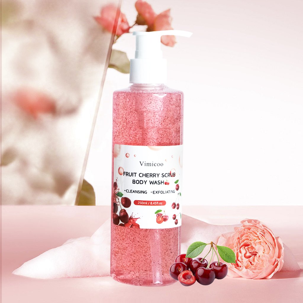 Wholesale Organic Cherry Flavor Body Shower Gel Keep Refreshing Moisturizing Exfoliating Fruit Body Wash