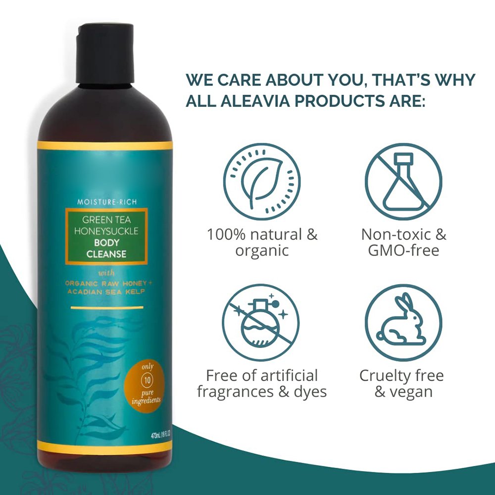 Green Tea Honeysuckle Body Cleanse Organic Shower Gel All Natural Prebiotic Body Wash with Raw Honey