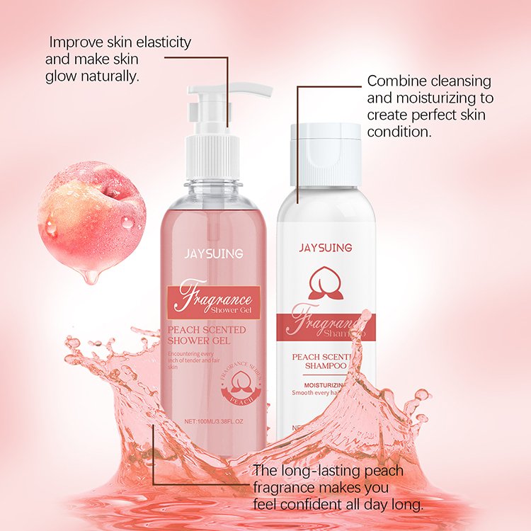 Travel Size Cleaning Bath SPA Bubble Set Natural Body & Hair Care Kit Fragrance Peach Shower Gel Shampoo Gift Set