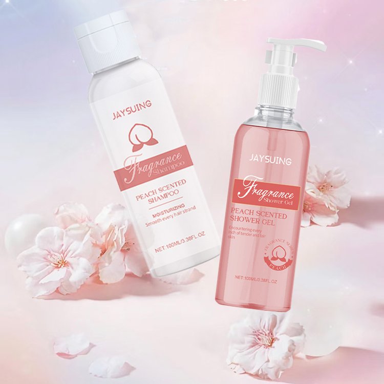 Travel Size Cleaning Bath SPA Bubble Set Natural Body & Hair Care Kit Fragrance Peach Shower Gel Shampoo Gift Set