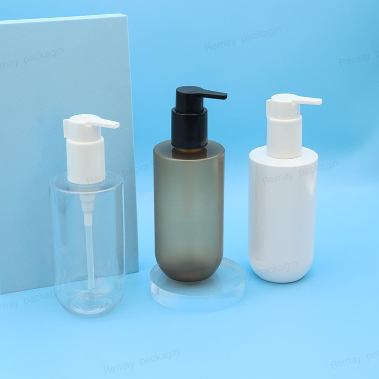 200ml plastic orange cosmetic Makeup Remover Bottle 220ml Cylinder Plastic shower gel Shampoo Packaging dispenser pump bottle