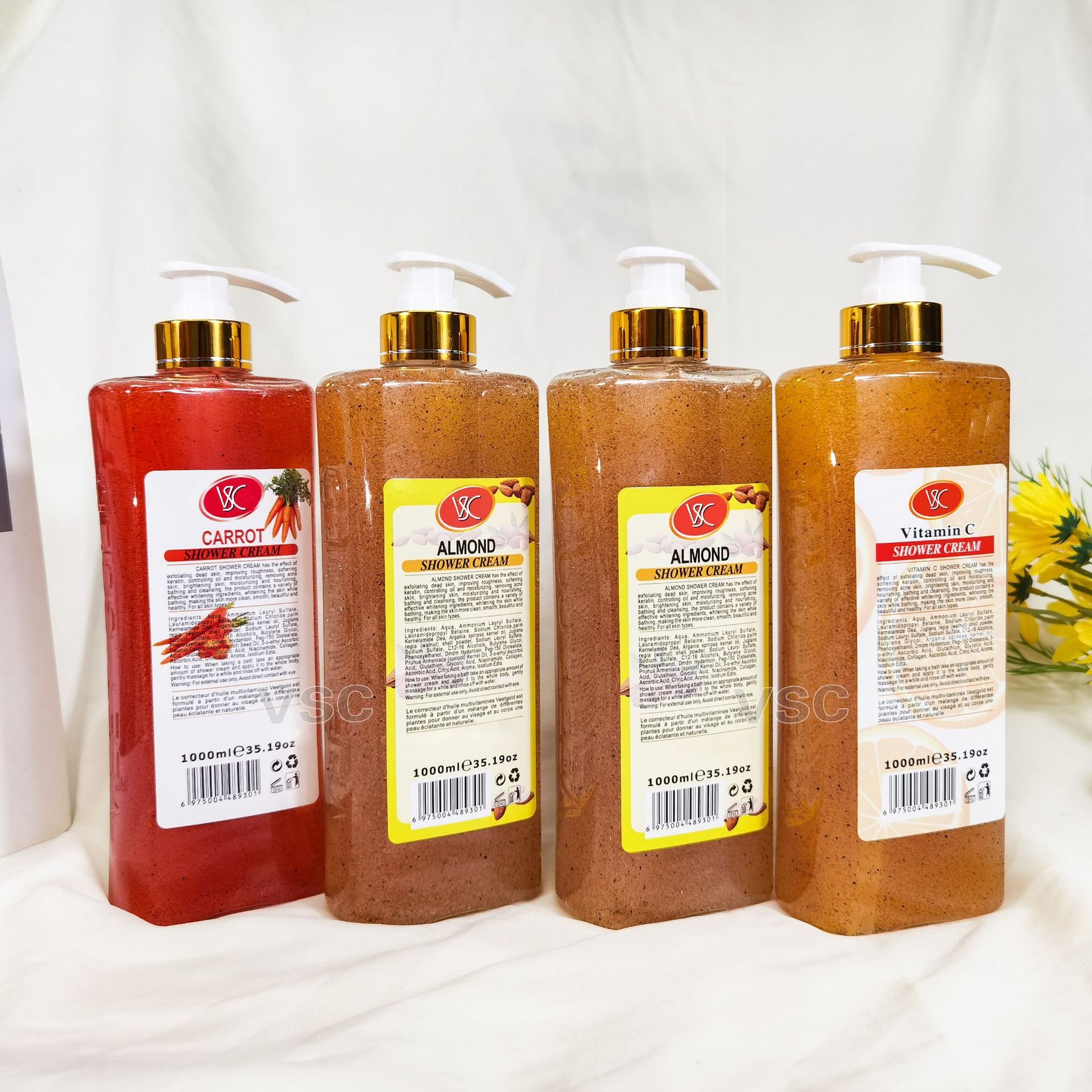 7 Days Body Repair Cream Turmeric Vc Carrot Papaya Nourishing Moisturizing Brightening Skin Anti Aging Shower Gel 1000ml