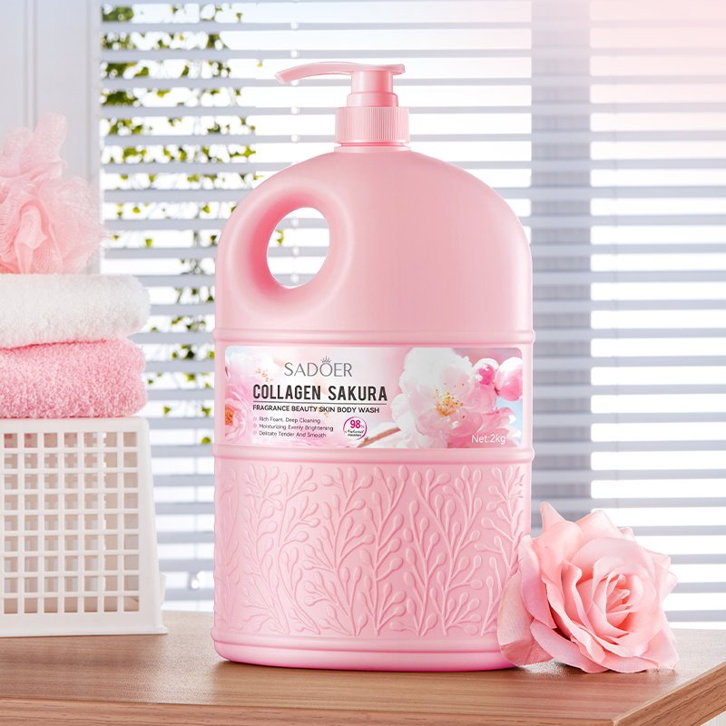OEM SADOER private label collagen sakura deep cleaning skin rejuvenation moisturizing whitening body wash perfume shower gel