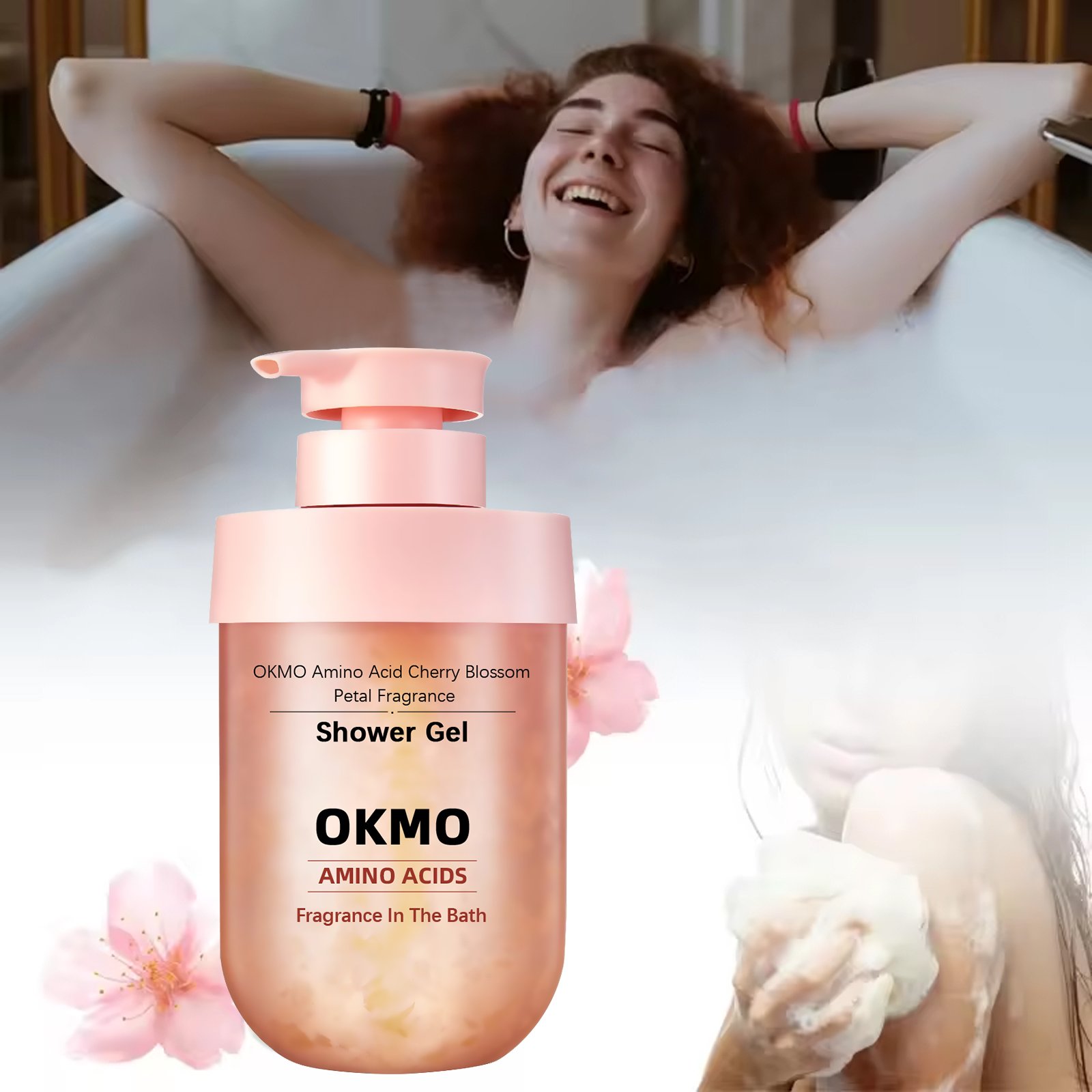 OKMO Moisturizing Refreshing Perfumed Amino Acid shower gel Cherry Blossom Petal Fragrance Shower Gels