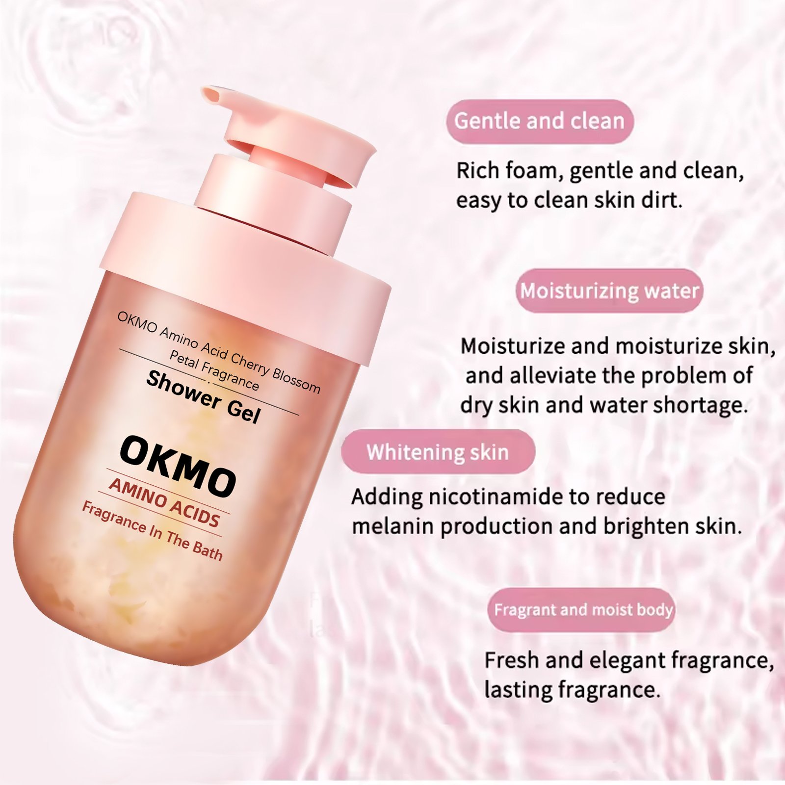 OKMO Moisturizing Refreshing Perfumed Amino Acid shower gel Cherry Blossom Petal Fragrance Shower Gels