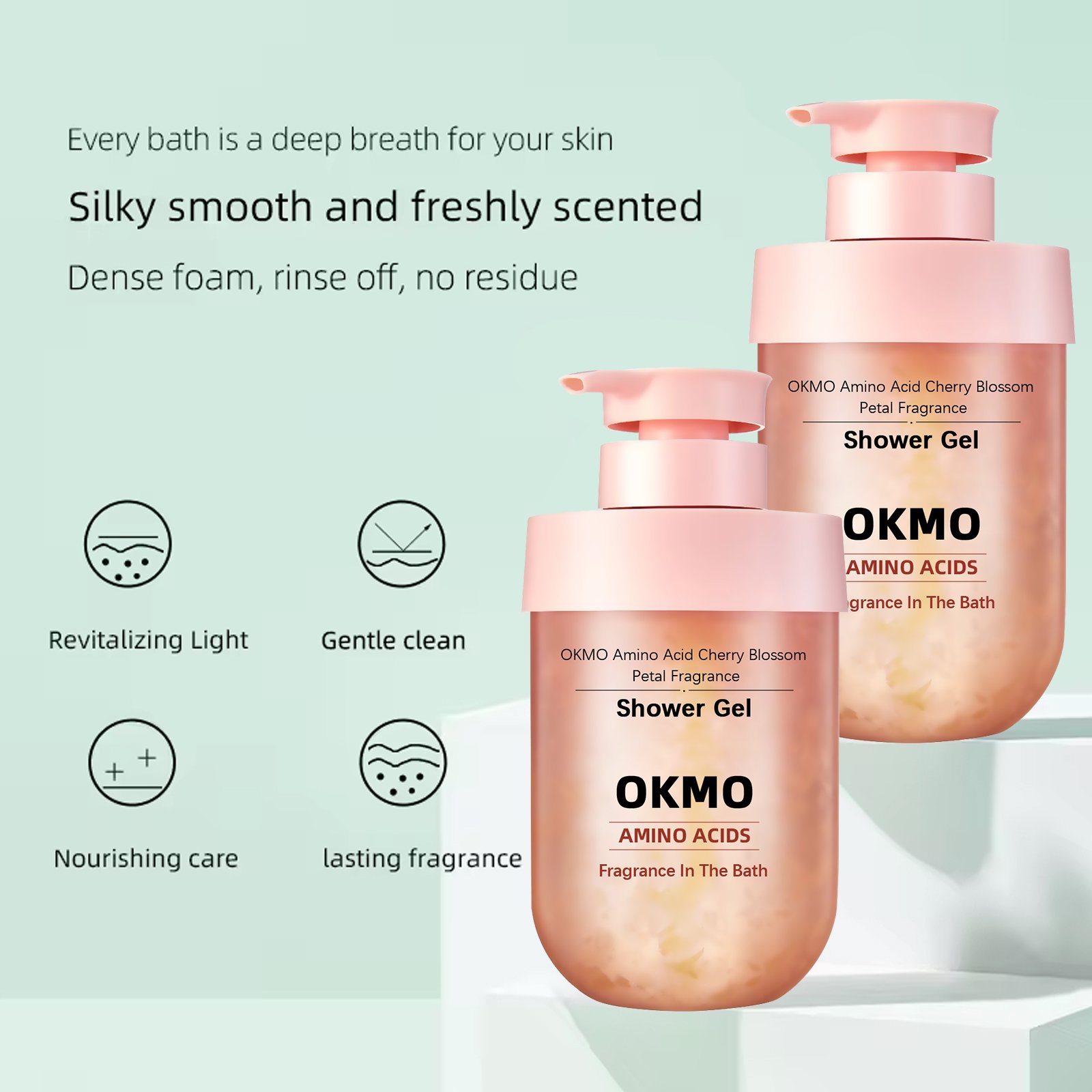 OKMO Moisturizing Refreshing Perfumed Amino Acid shower gel Cherry Blossom Petal Fragrance Shower Gels