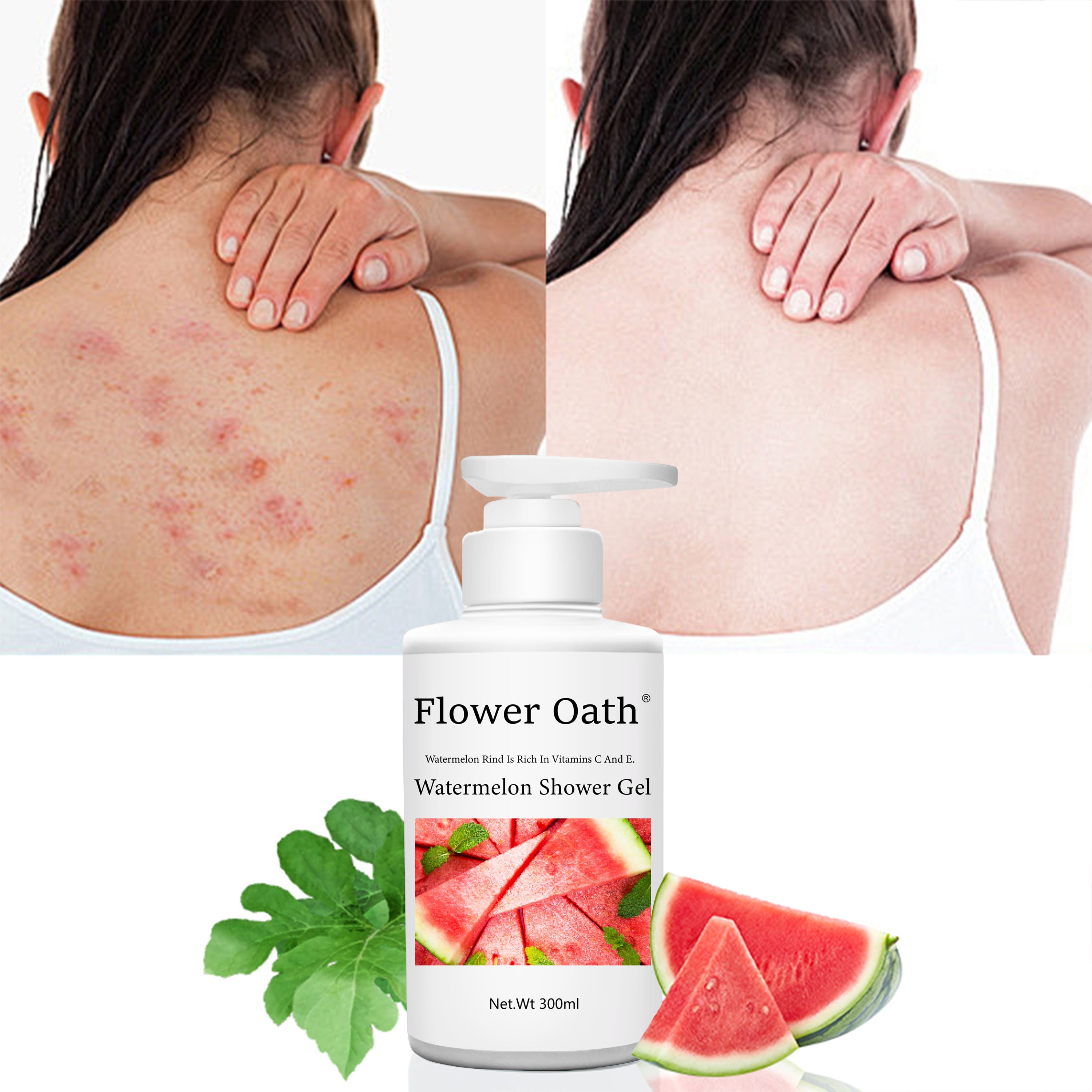 Private Label Flower Oath Natural watermelon Moisturizing Black Skin Lightening Whitening Body Lotion Shower Gel