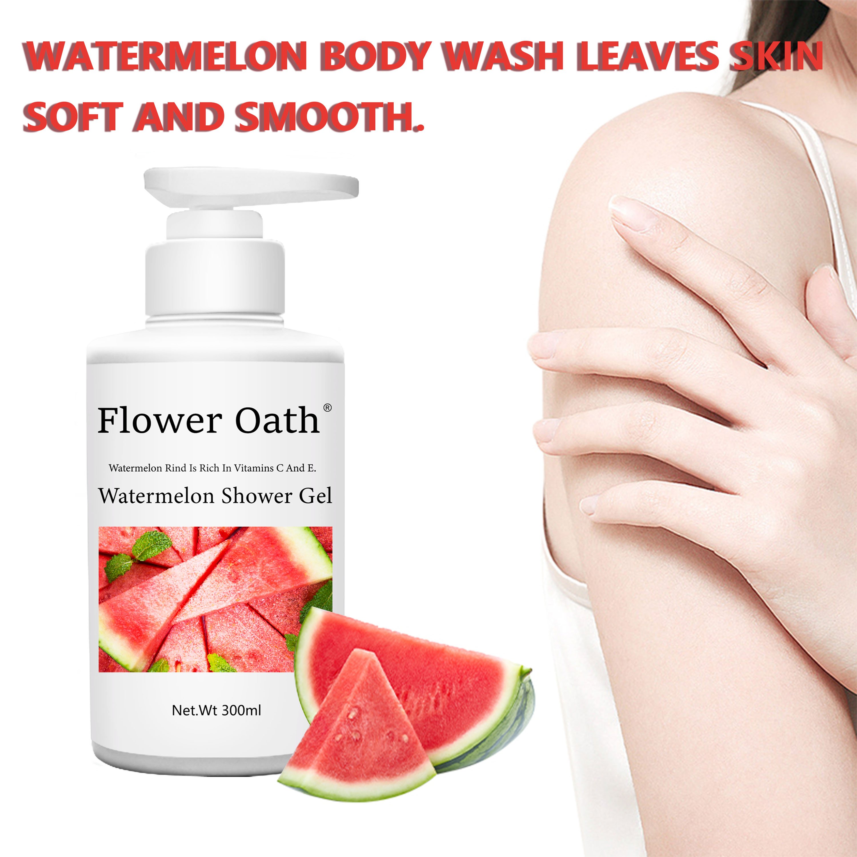 Private Label Flower Oath Natural watermelon Moisturizing Black Skin Lightening Whitening Body Lotion Shower Gel