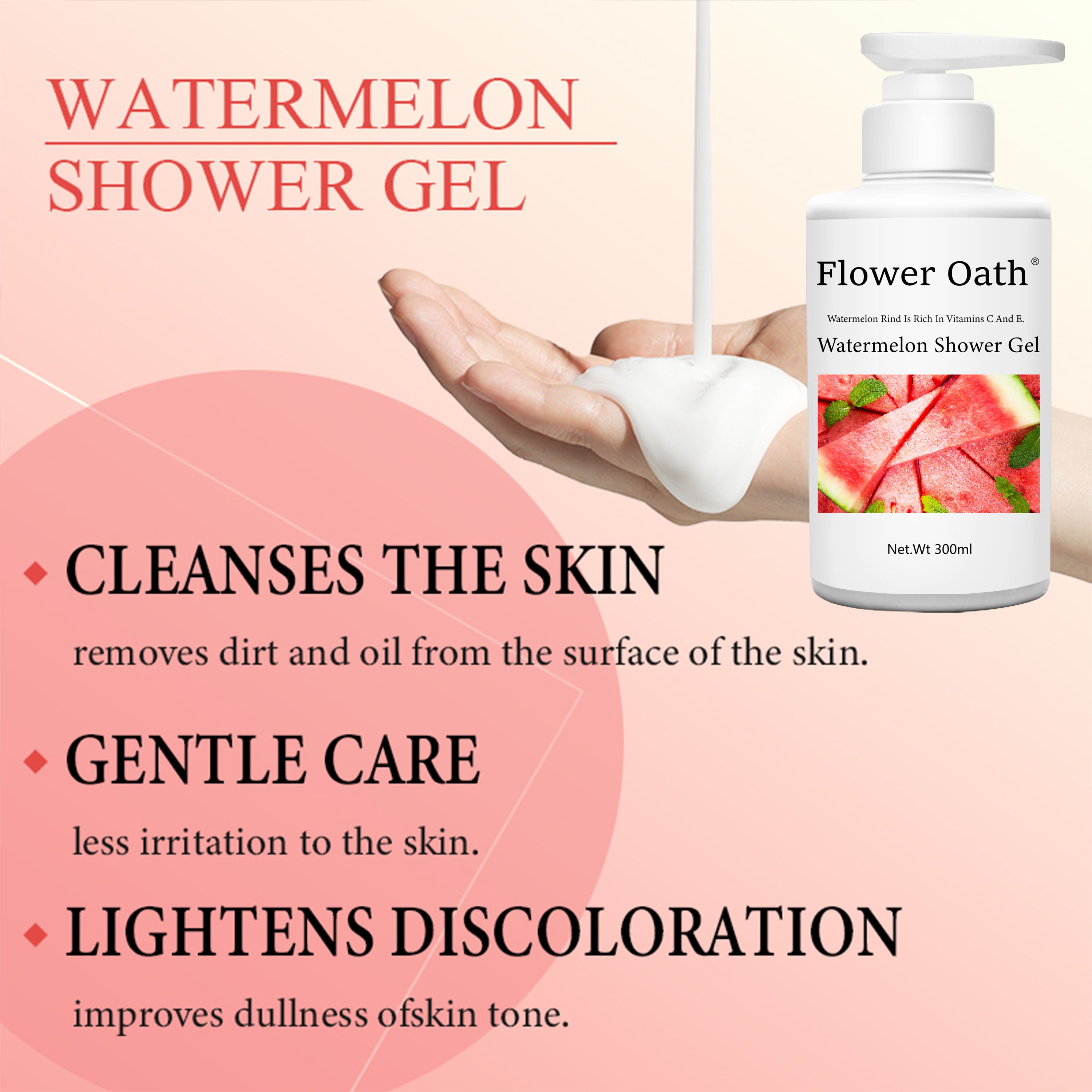 Private Label Flower Oath Natural watermelon Moisturizing Black Skin Lightening Whitening Body Lotion Shower Gel