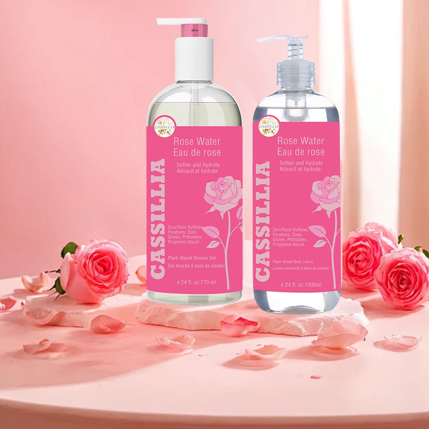 Natural Organic Palant- Based Rose Water Sofetn & Hydrate Body Wash Gel De Douche Infection Washing Gel