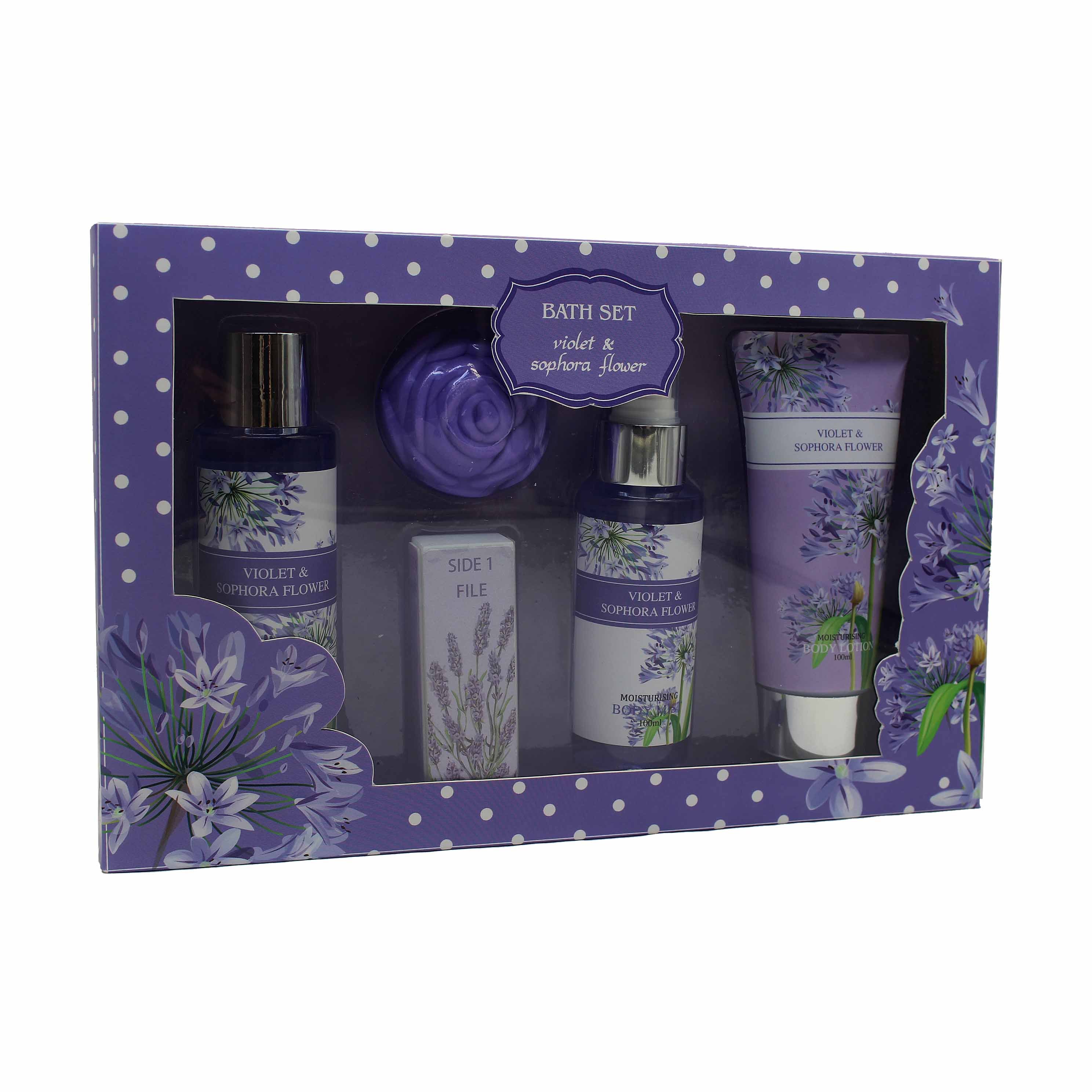 lavender scent bath and skin care shower gel body splash and body lotion gift set for Christmas