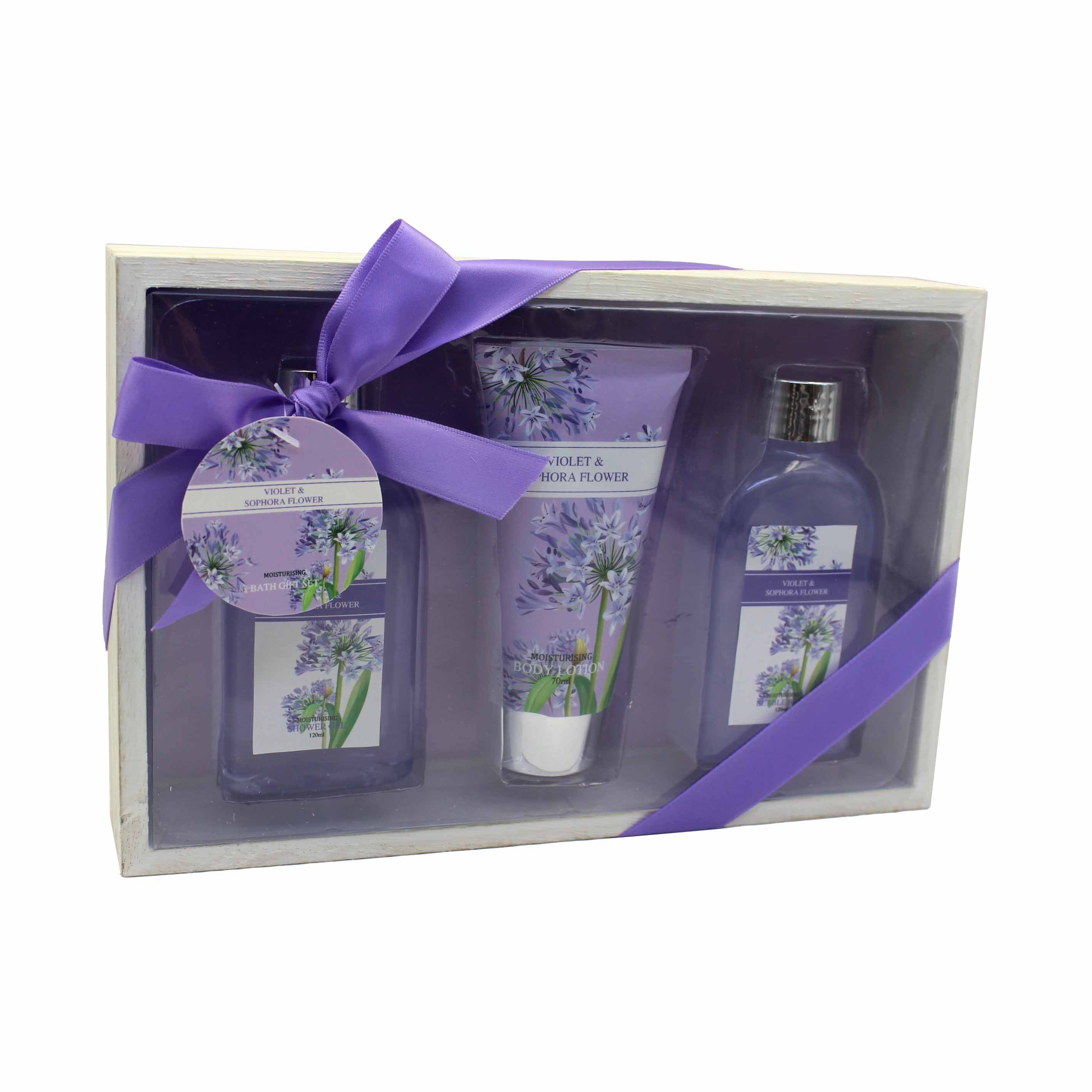 lavender scent bath and skin care shower gel body splash and body lotion gift set for Christmas