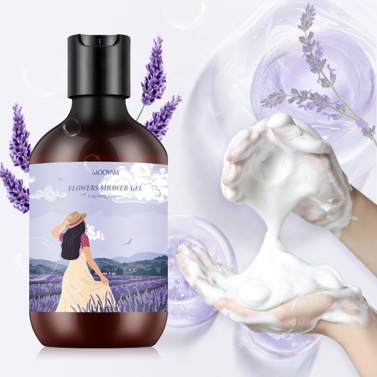 Private Label Luxury Skin Care Lavender Fragrance Natural Organic Body Soap Shower Gel OEM Body Wash