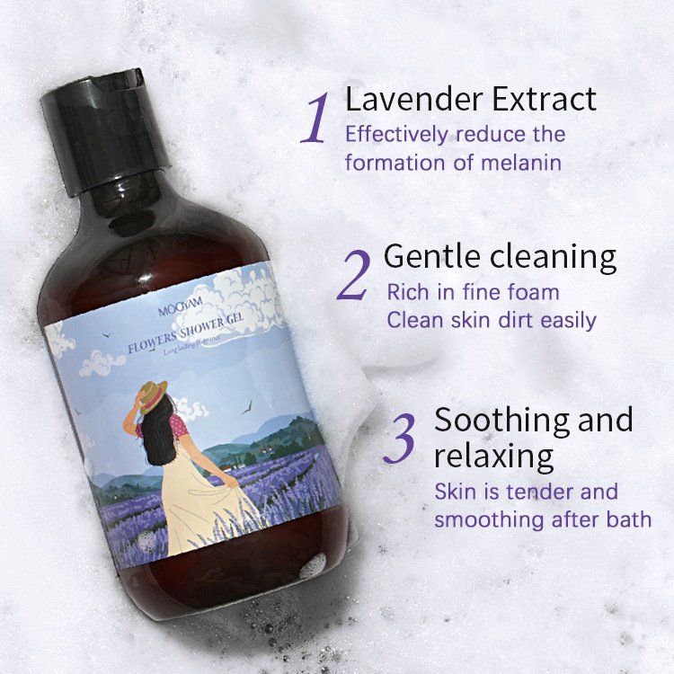 Private Label Luxury Skin Care Lavender Fragrance Natural Organic Body Soap Shower Gel OEM Body Wash