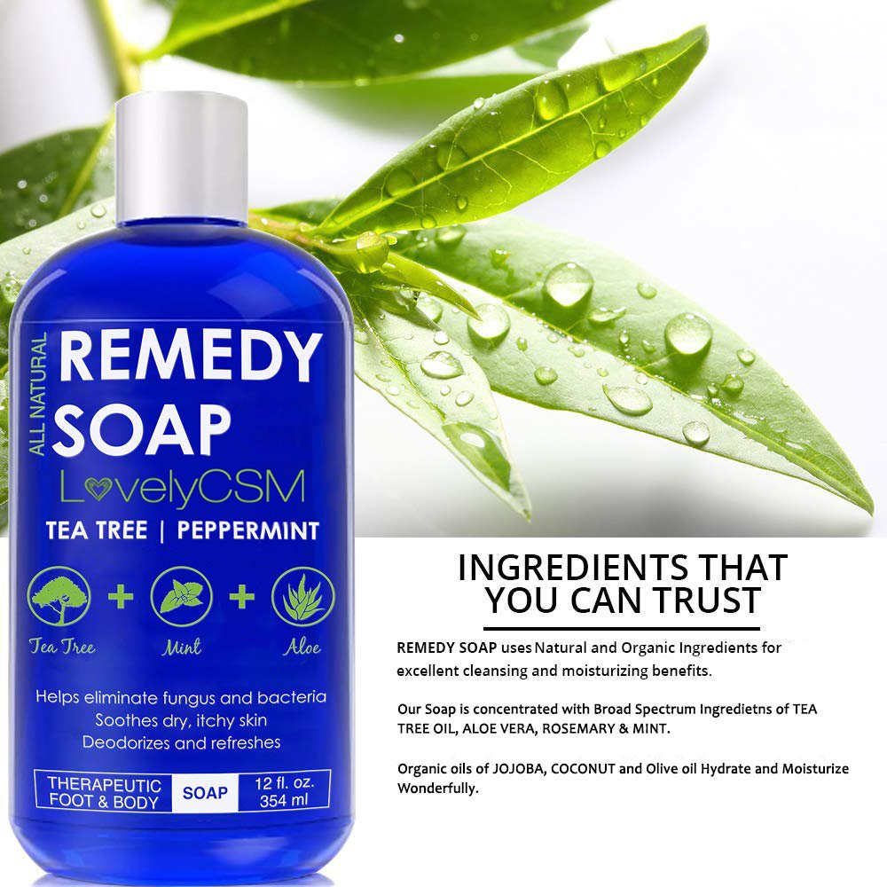 Low MOQ Private Label Tea Tree oil Mint Aloe vera Remedy liquid soap Anti fungal feminine wash organic Shower Gel Body Wash