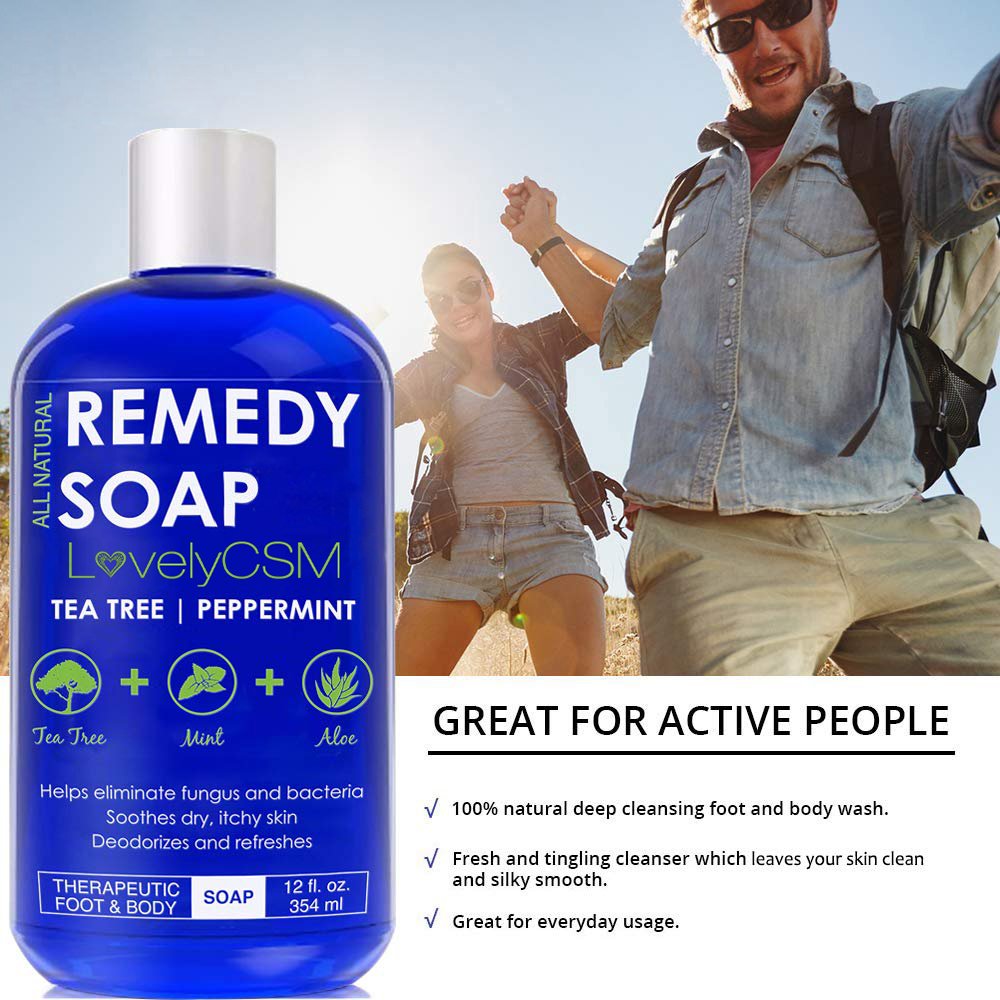 Low MOQ Private Label Tea Tree oil Mint Aloe vera Remedy liquid soap Anti fungal feminine wash organic Shower Gel Body Wash