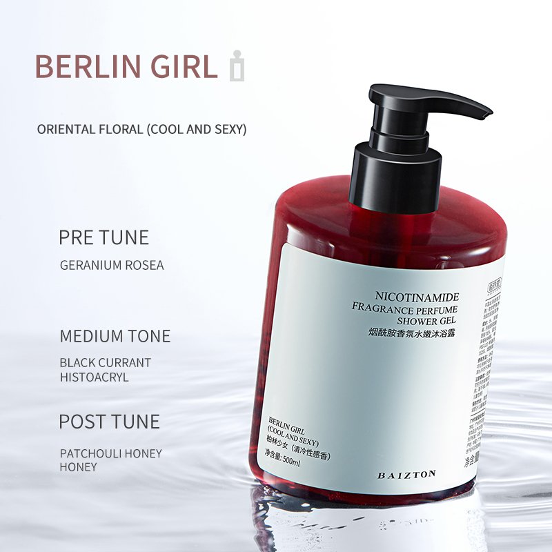 BAIZTON OEM luxury organic private label watches whitening cosmetics body wash shower gel bottle