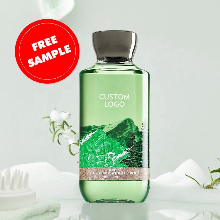 Wholesale Custom Logo High Quality Men Shampoo Shower Gel Organic Vegan 2-in-1 Hair Wash Body Wash
