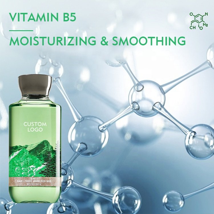Wholesale Custom Logo High Quality Men Shampoo Shower Gel Organic Vegan 2-in-1 Hair Wash Body Wash