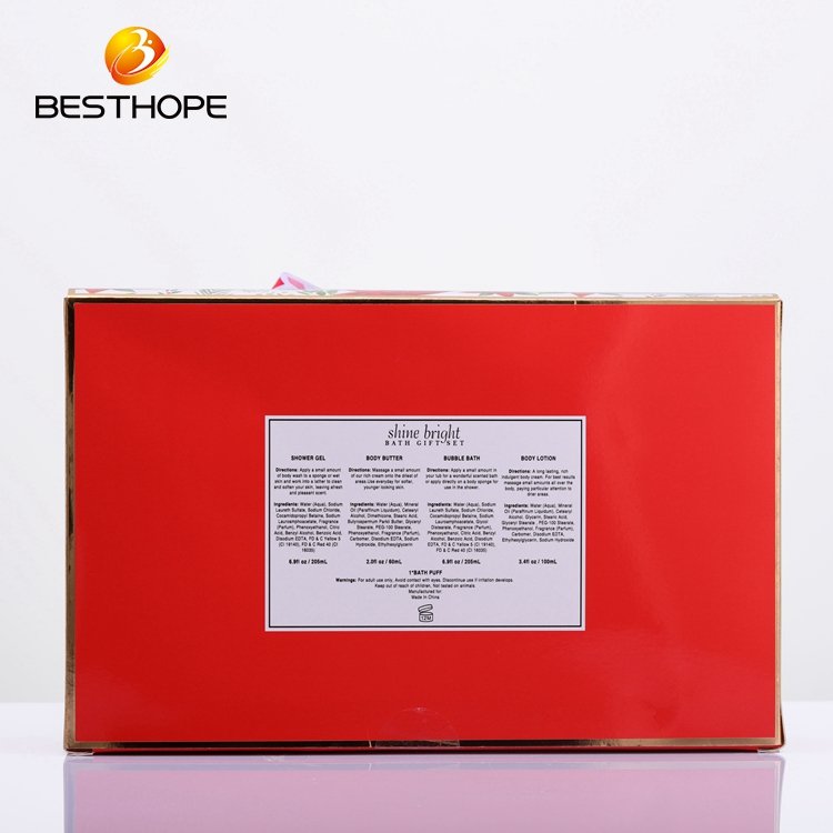 High quality hot sale custom body lotion shower gel bubble paper box merry christmas bath gift set with pvc tray