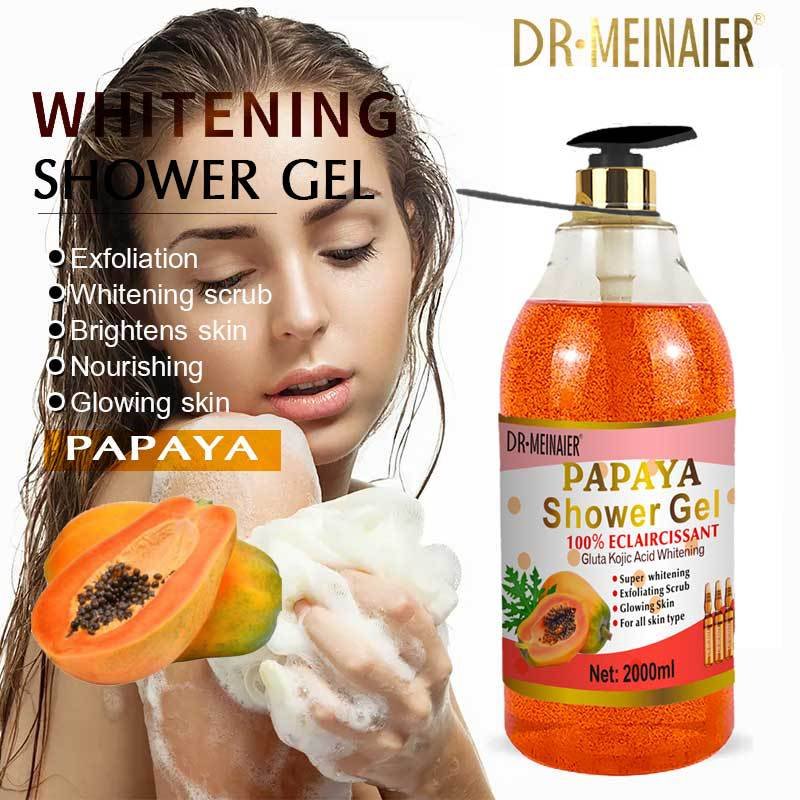 Hot Sale Vitamin C Shower Gel 2000ml Turmeric Carrot Papaya Rose Whitening Scrub Exfoliating Natural Skincare Body Wash