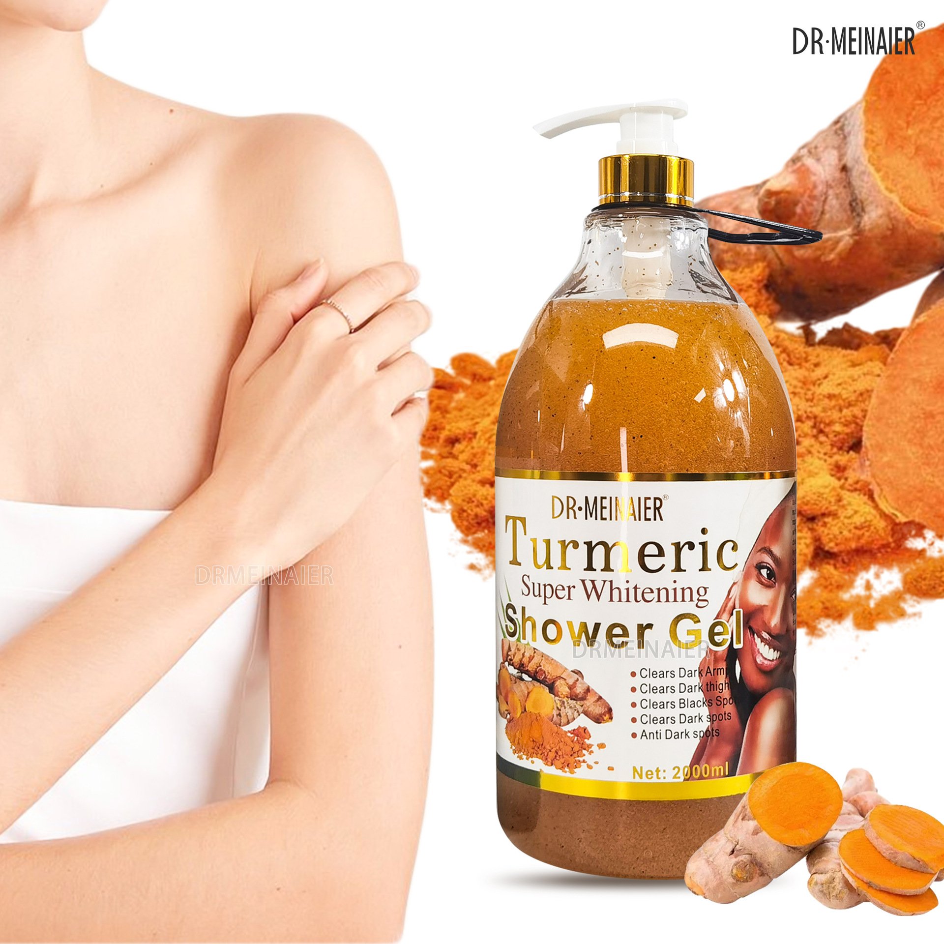 Hot Sale Vitamin C Shower Gel 2000ml Turmeric Carrot Papaya Rose Whitening Scrub Exfoliating Natural Skincare Body Wash