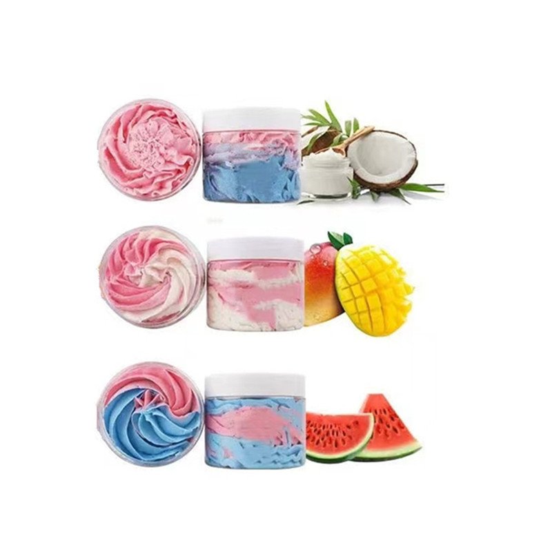 Wholesale Whipped Soap Natural Lightening Shower Gel Cleaning Fruity Exfoliating Body Scrub Cream