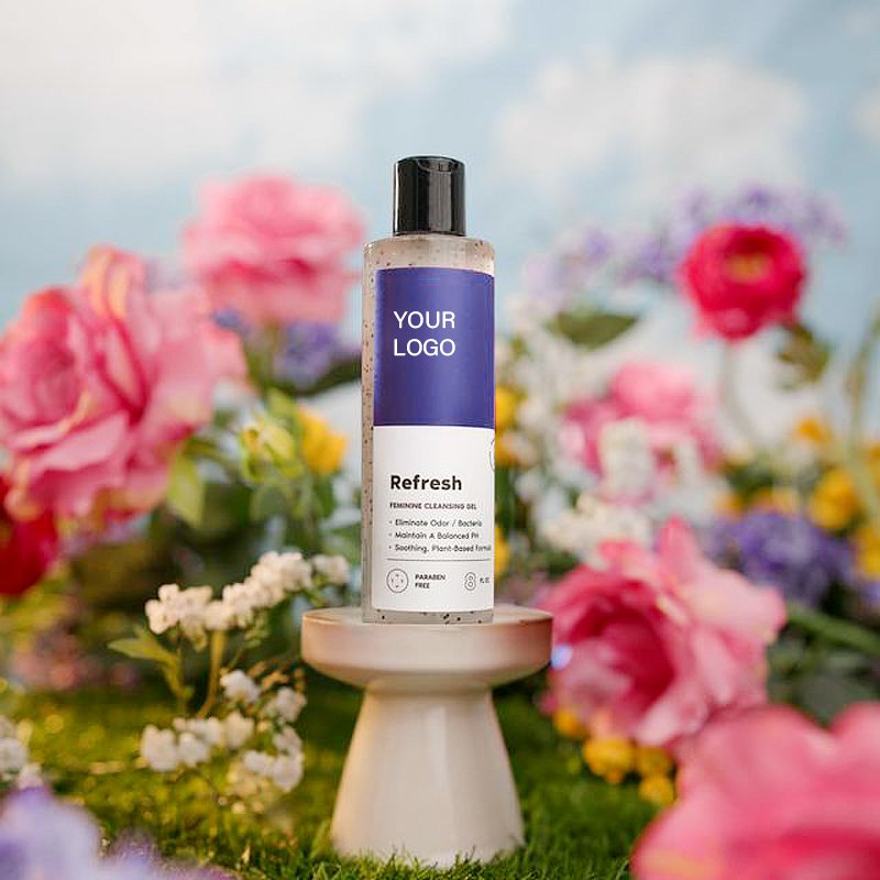 Private label PH Balance Female Body Wash Antibacterial Intimate Lotion Care Gel Refresh Hygiene Odor Removal Petal Shower Gel