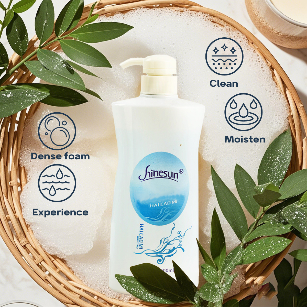 OEM/ODM Smoothing Moisturizing Perfume Body Wash Deeply Liquid Soap 600ml Body Bath Seaweed Shower Gel