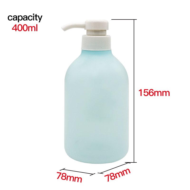 Custom 400 ml Matte Lotion Soap Gel Packaging Fat Round HDPE Soft Touch Plastic Pump Shampoo Body Wash Shower Gel Bottles