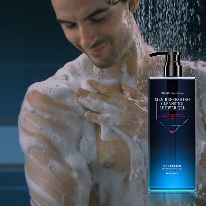 Customized manufacturer of self branded men's refreshing and oil controlling shampoo deep cleansing shower gel