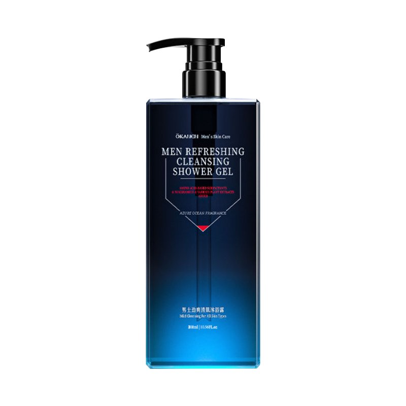 Customized manufacturer of self branded men's refreshing and oil controlling shampoo deep cleansing shower gel