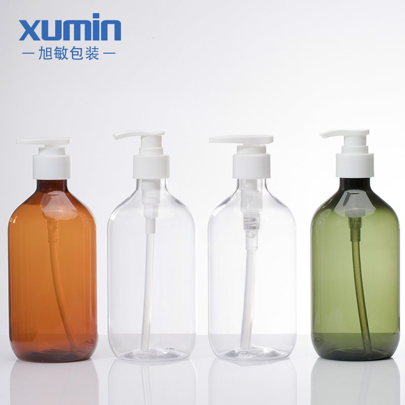 shampoo bottle amber/green/clear 300 ml 500ml empty PET plastic shower gel pump bottle