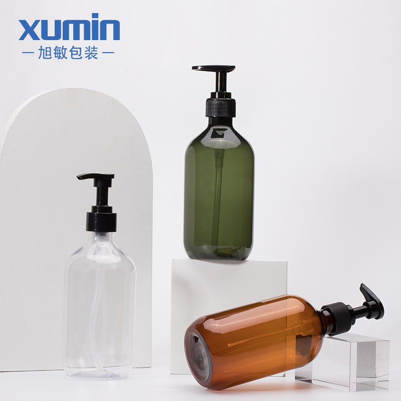shampoo bottle amber/green/clear 300 ml 500ml empty PET plastic shower gel pump bottle