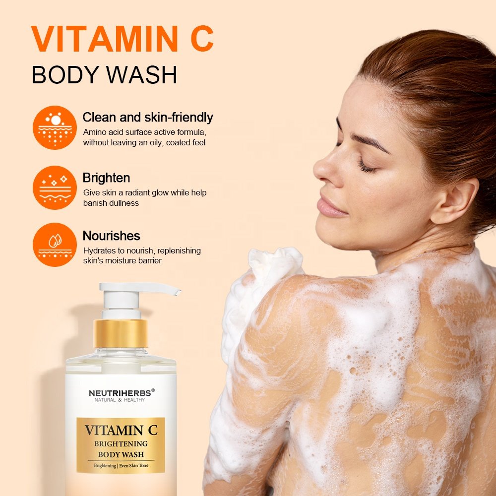 Private Label OEM Wholesale hydrating deep moisture dry skin liquid vitamin c whitening body wash shower gel