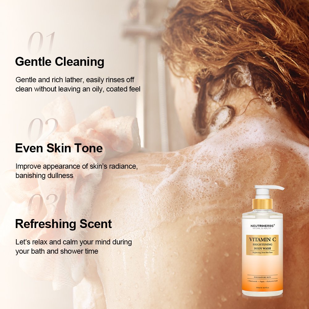Private Label OEM Wholesale hydrating deep moisture dry skin liquid vitamin c whitening body wash shower gel