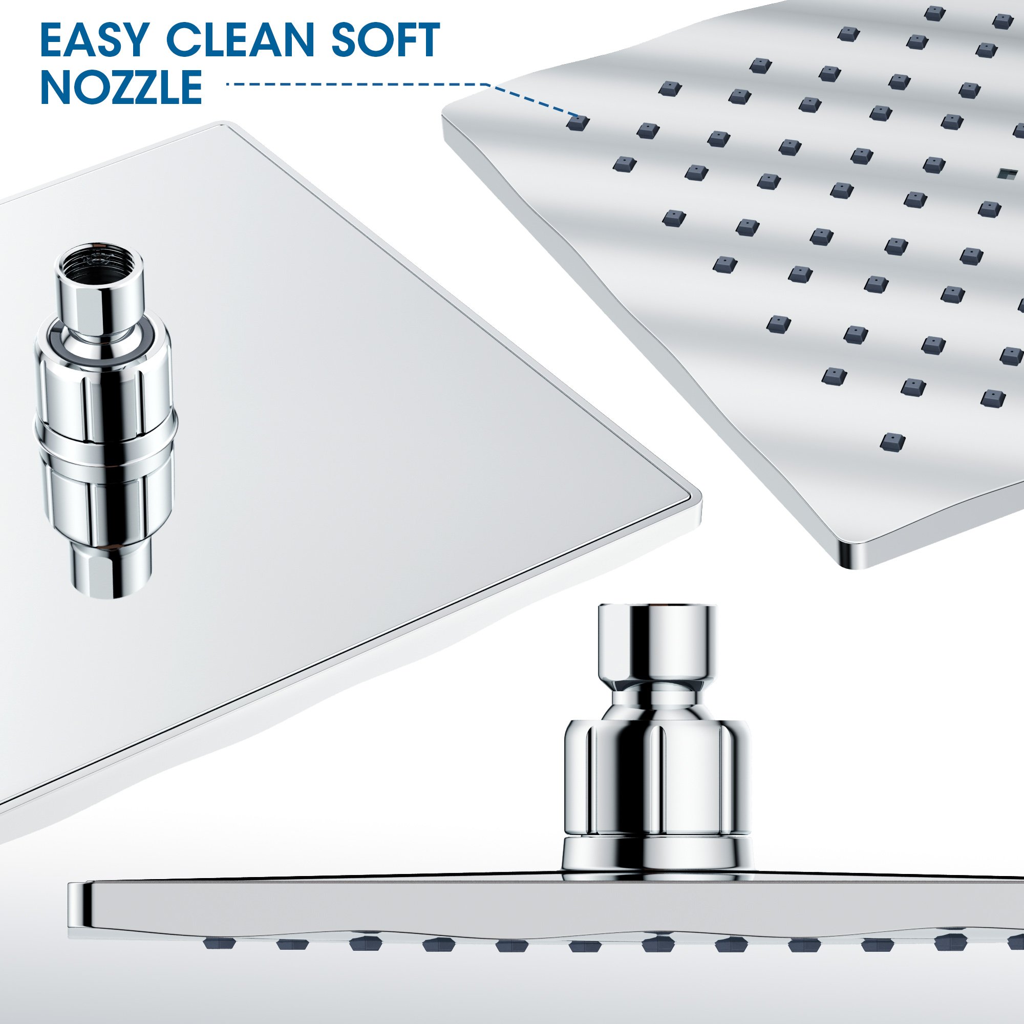 Prime CUPC 10 function Square overhead shower and hand shower set with 7" Free-adjusting extension shower arm