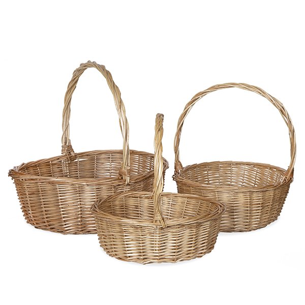 Hot selling handmade oval natural willow organizer wicker woven basket with Handle big baskets for gift tree basket