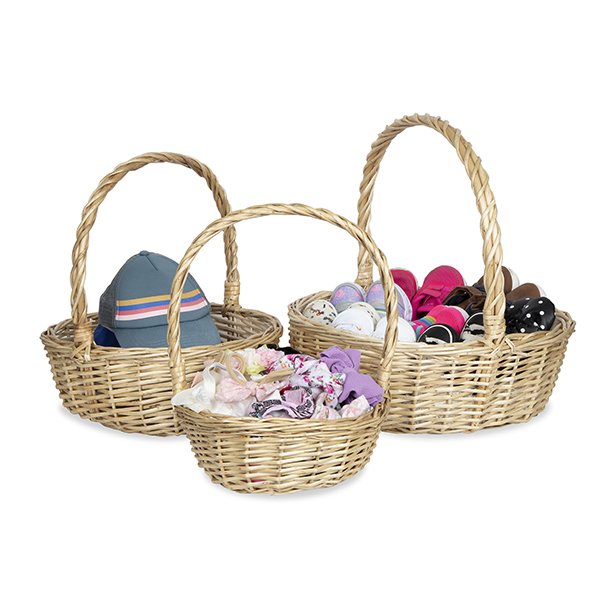 Hot selling handmade oval natural willow organizer wicker woven basket with Handle big baskets for gift tree basket
