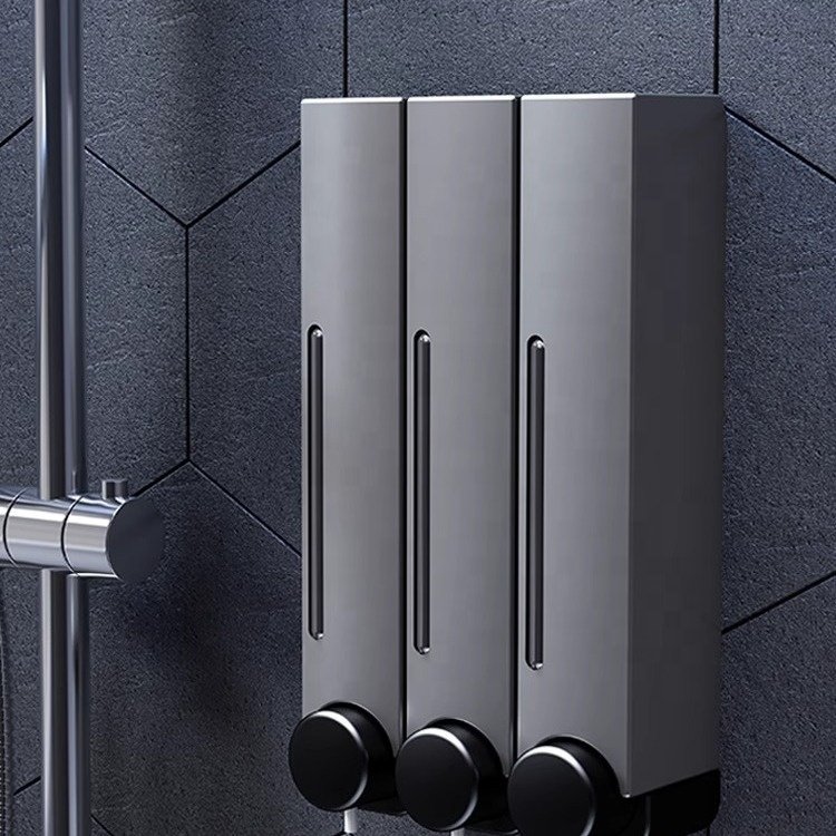 Hotel Plastic Soap Dispenser Three Chamber Shampoo Shower Gel Lotion Bottle