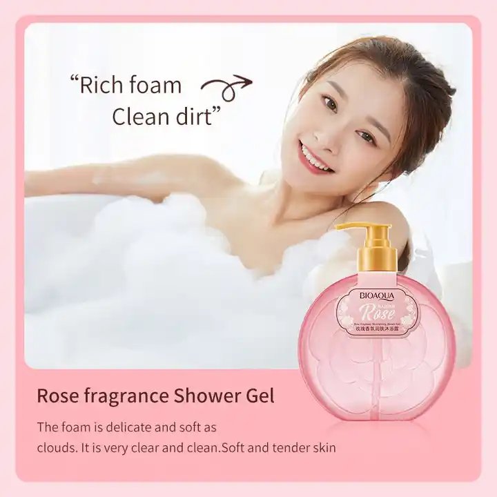 OEM BIOAQUA private label organic rose moisture clean fragrance nourish body wash shower gel