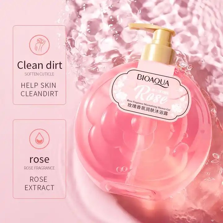 OEM BIOAQUA private label organic rose moisture clean fragrance nourish body wash shower gel