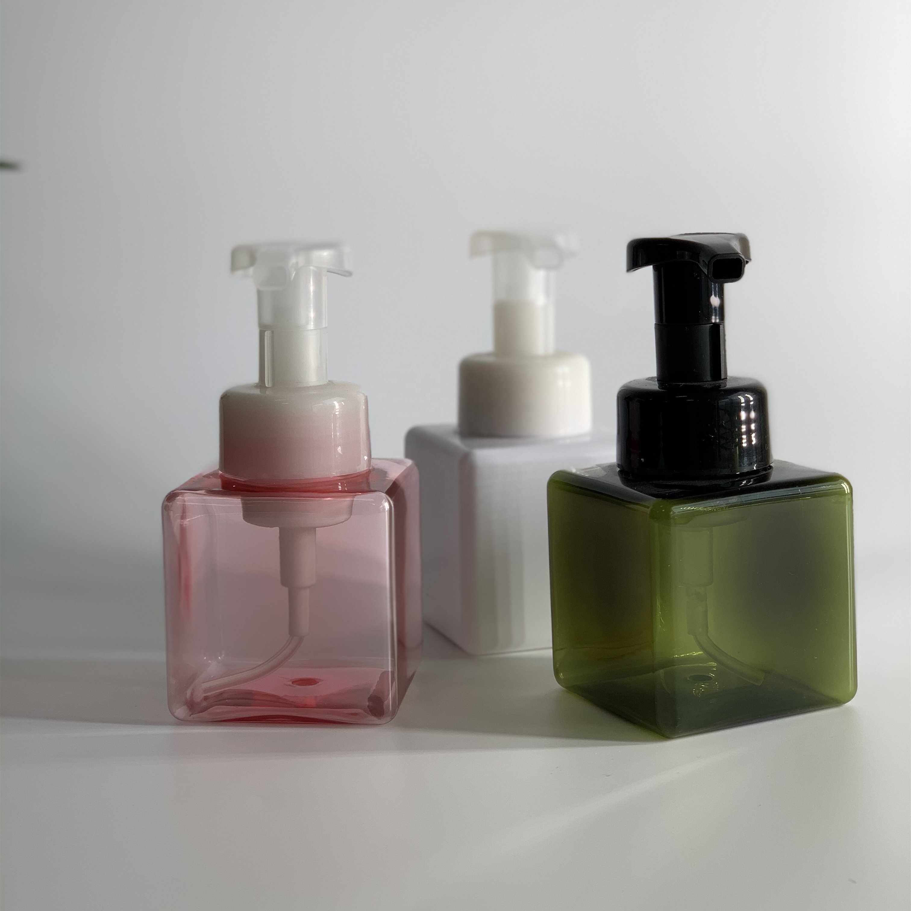 High Quality 2020 100ml 150ml 250ml pastel square plastic pump foam shower gel shampoo lotion bottle