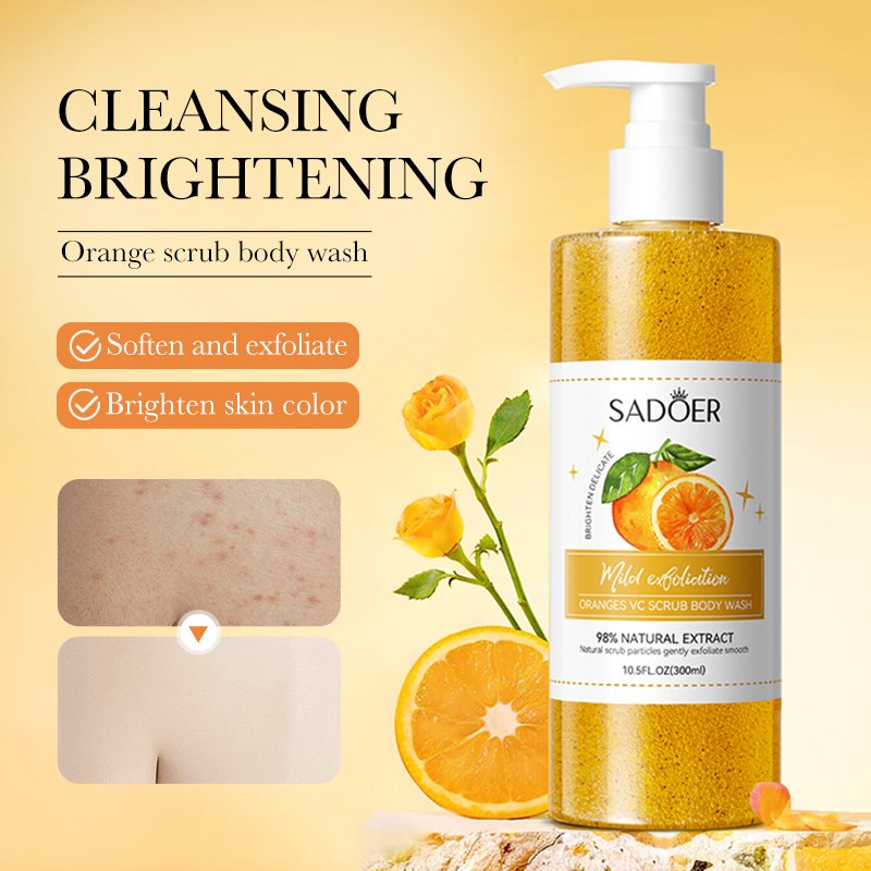 OEM SADOER Private Label Fruit Body Scrub Shower Gel Exfoliating Facial Body Care Bath Salt Deep Cleansing Whitening Body Scrub
