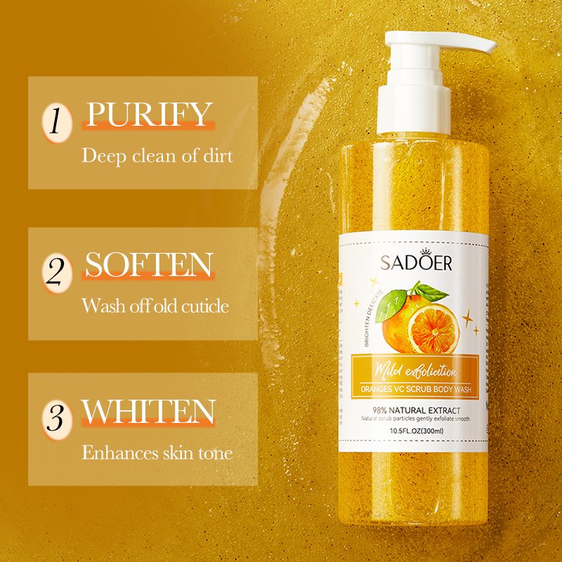 OEM SADOER Private Label Fruit Body Scrub Shower Gel Exfoliating Facial Body Care Bath Salt Deep Cleansing Whitening Body Scrub