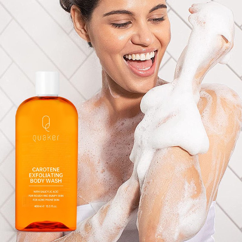 Qquaker Natural Organic Carotene Extract Anti Acne Salicylic Acid Carotone Glutathione Kojic Acid Body Wash