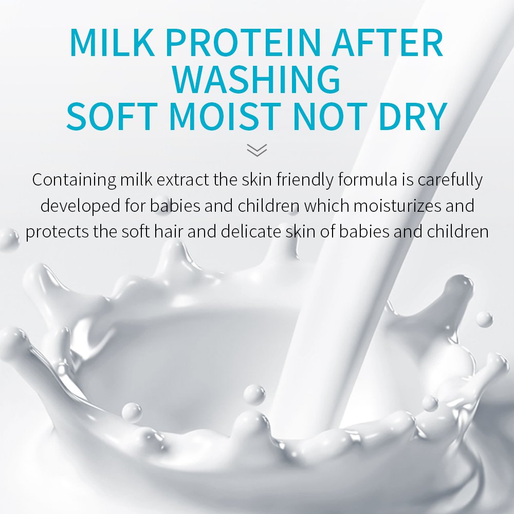 BIOAQUA Wholesale Natural Organic Milk 2-In-1Baby Shampoo And Shower Gel Body Wash Moisturizing Soft Skin Care Bath Products