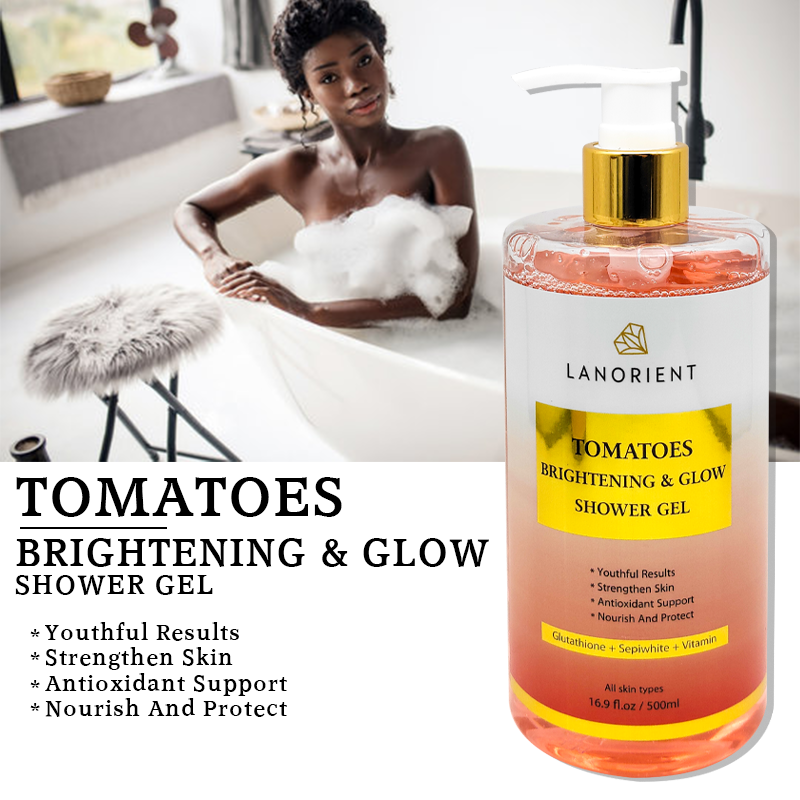 OEM Custom Wholesale Vitamin E Enhances Skin Shine Anti-Aging Tomato Shower Gel For Young Skin