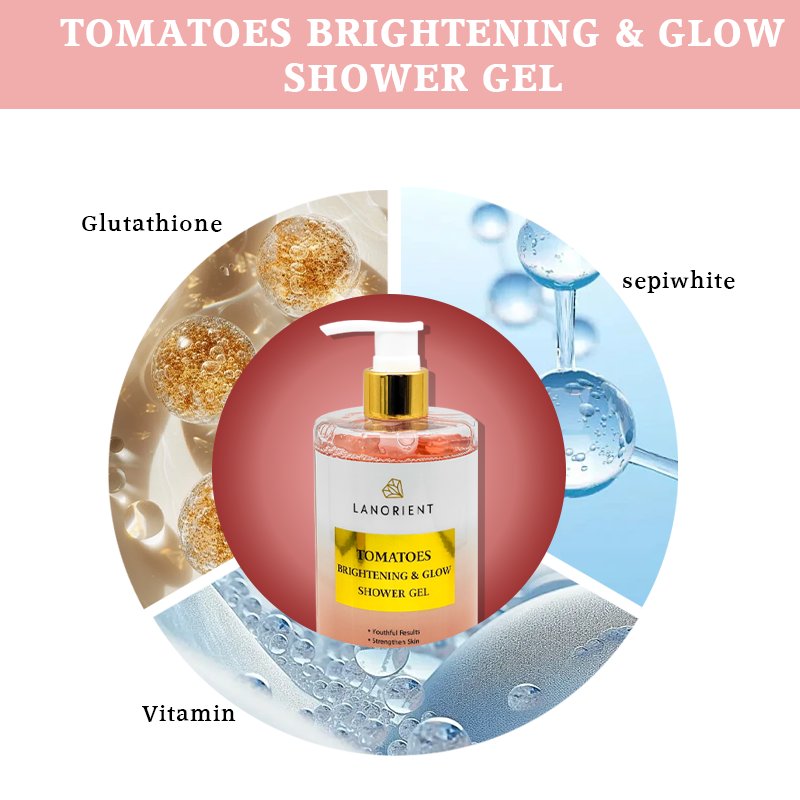 OEM Custom Wholesale Vitamin E Enhances Skin Shine Anti-Aging Tomato Shower Gel For Young Skin
