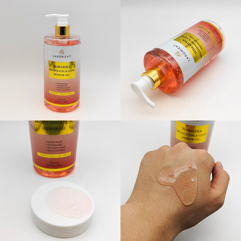 OEM Custom Wholesale Vitamin E Enhances Skin Shine Anti-Aging Tomato Shower Gel For Young Skin